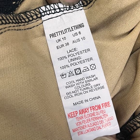 Elegant Black Gold Lace Mini Dress, Long Sleeve Bodycon - Picture 5 of 6